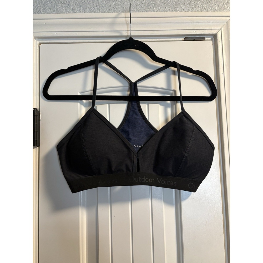 Outdoor Voices Sports Bra Womens Large Black Racerback Activewear Yoga Top